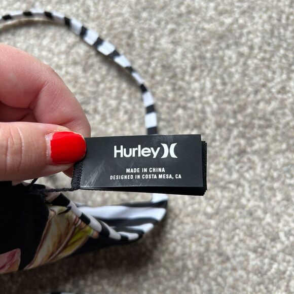 NWT HURLEY SWIM juniors sz M Reversible Floral cutout Strip Mixed Print - Picture 8 of 10